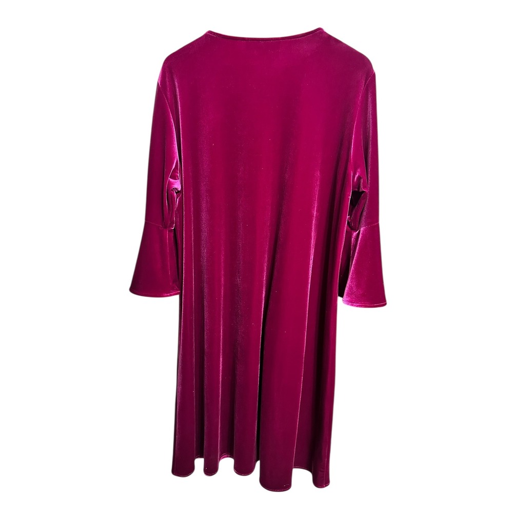 Caroline Rose Bella Velvet Bell Sleeve Dress Womens 1X Magenta $285 NEW - Picture 6 of 7